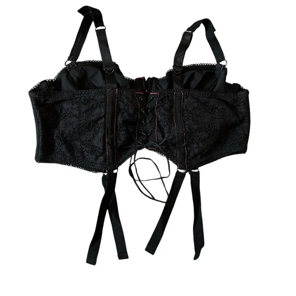 Torrid x Betsey Johnson Womens 2X Top 1X Bottoms Lace Corset High Waist Thong - Picture 5 of 9